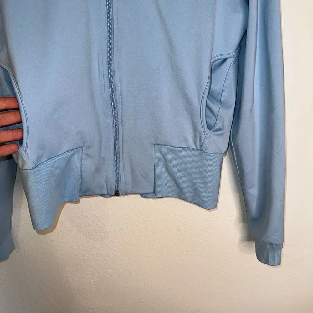 Adidas Women’s Medium Solid‎ Baby Blue Y2K Lightweight Full Zip Track Jacket
